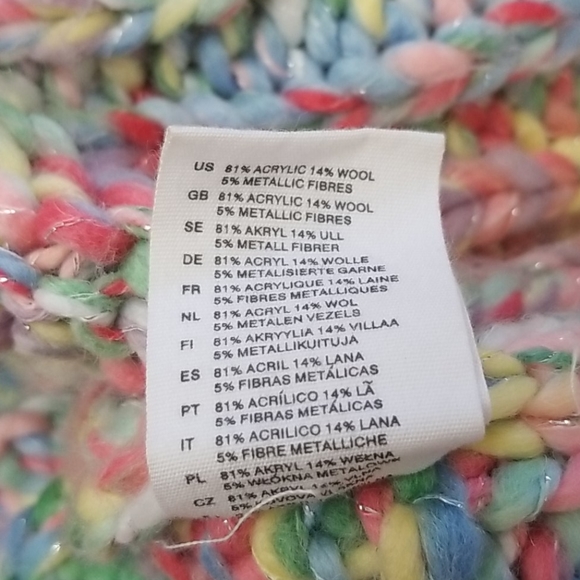 Multi Color Rainbow Knit Granny Sweater Large - Picture 7 of 8